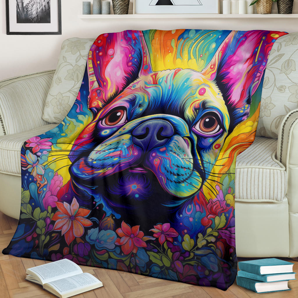 French Bulldog Blanket, French Bulldog Trippy Blanket, French Bulldog Gifts,French Bulldog Throw Blanket