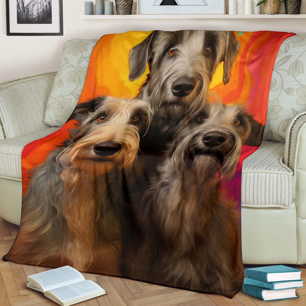 Irish Wolfhound Blanket, Trippy Psychedelics Irish Wolfhound Fleece Blanket, Irish Wolfhound Throw Blanket, Irish Wolfhound Gifts