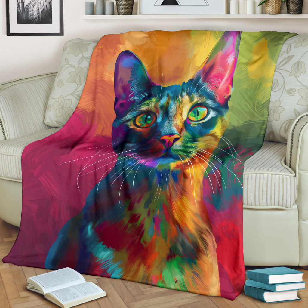 Egyptian Mau cat Blanket, Trippy Psychedelics Egyptian Mau cat Fleece Blanket, Egyptian Mau cat Throw Blanket, Egyptian Mau cat Gifts