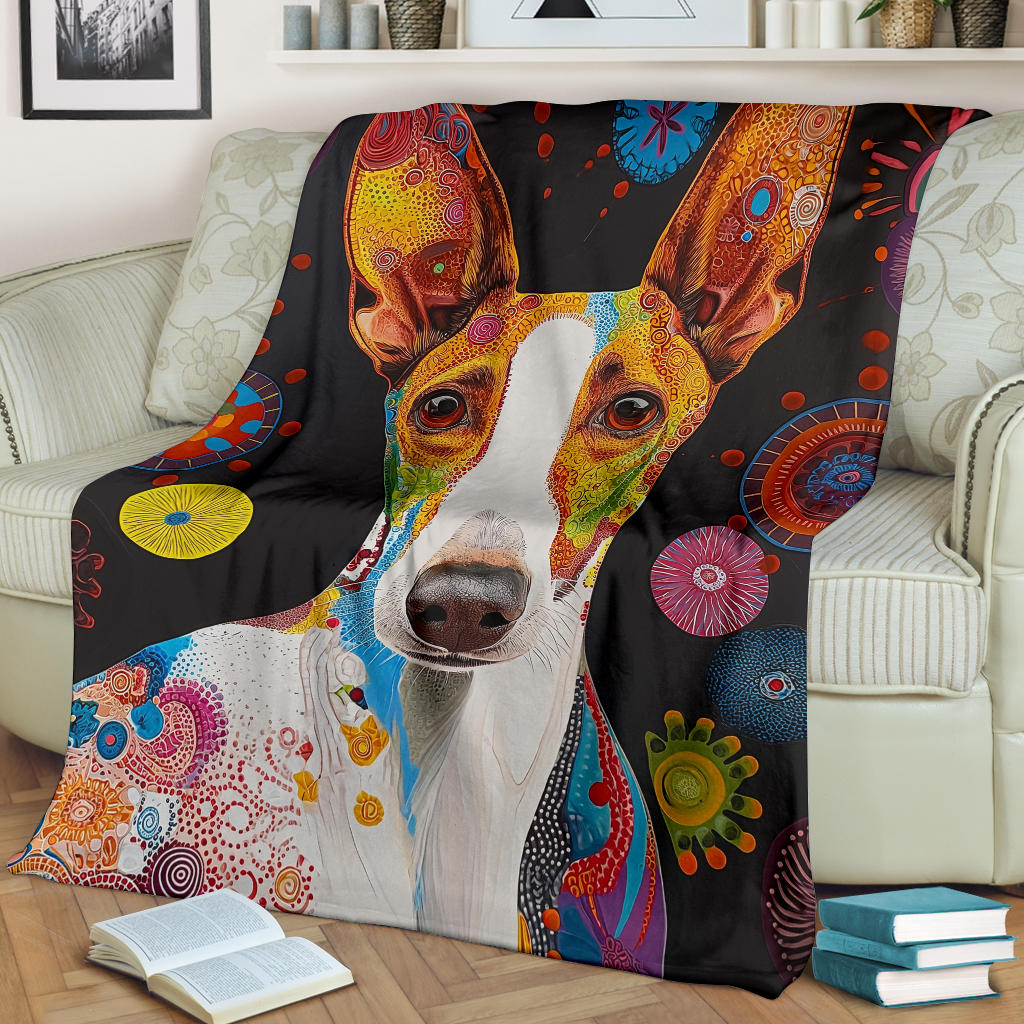 Ibizan Hound Blanket, Trippy Psychedelics Ibizan Hound Fleece Blanket, Ibizan Hound Throw Blanket, Ibizan Hound Gifts