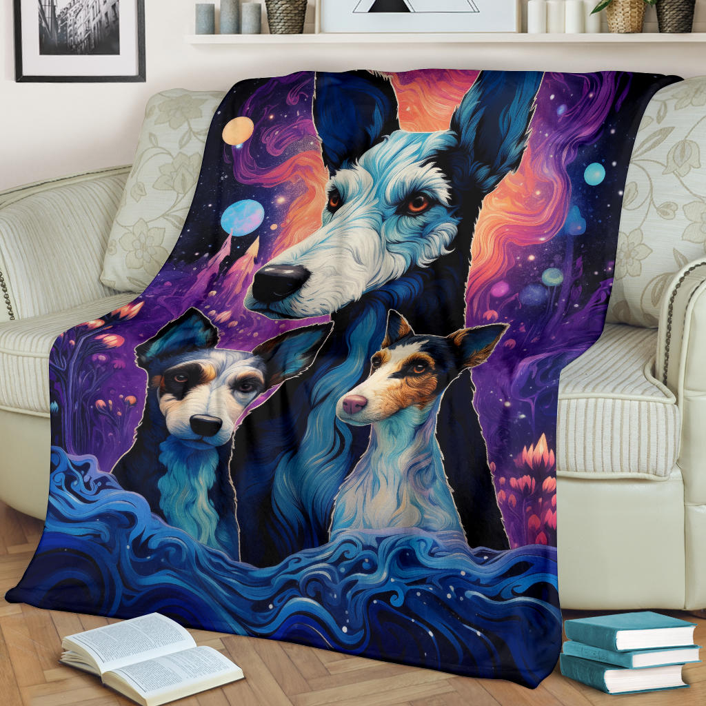 Fox Terrier Blanket, Trippy Psychedelics Fox Terrier Fleece Blanket, Fox Terrier Throw Blanket, Fox Terrier Gifts