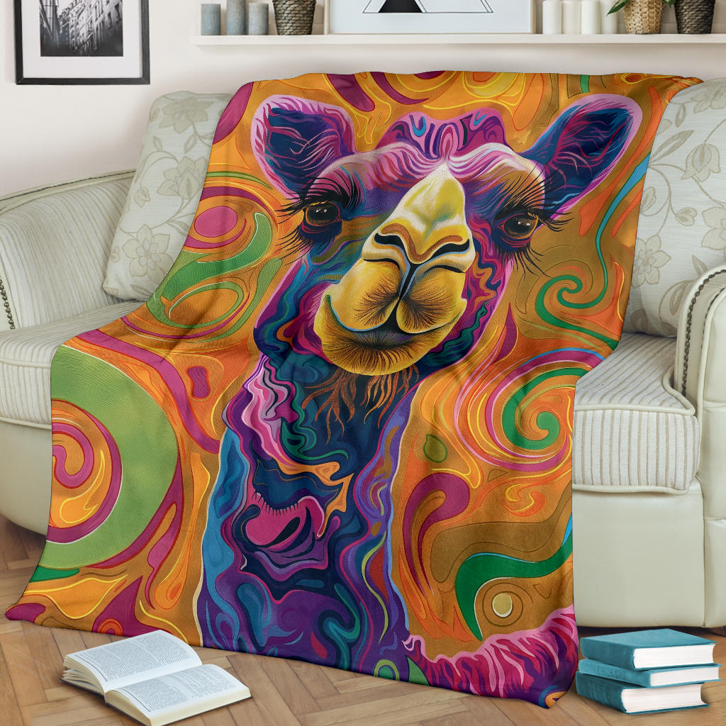 Camel Blanket, Trippy Psychedelics Camel Fleece Blanket, Camel Throw Blanket, Camel Gifts