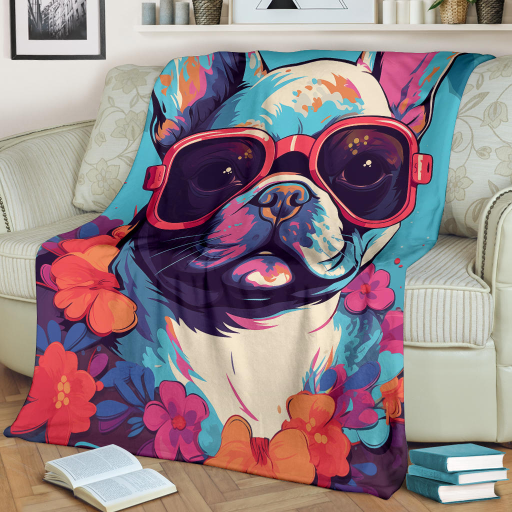 French Bulldog Blanket, Trippy Psychedelics French Bulldog Fleece Blanket, French Bulldog Throw Blanket, French Bulldog Gifts