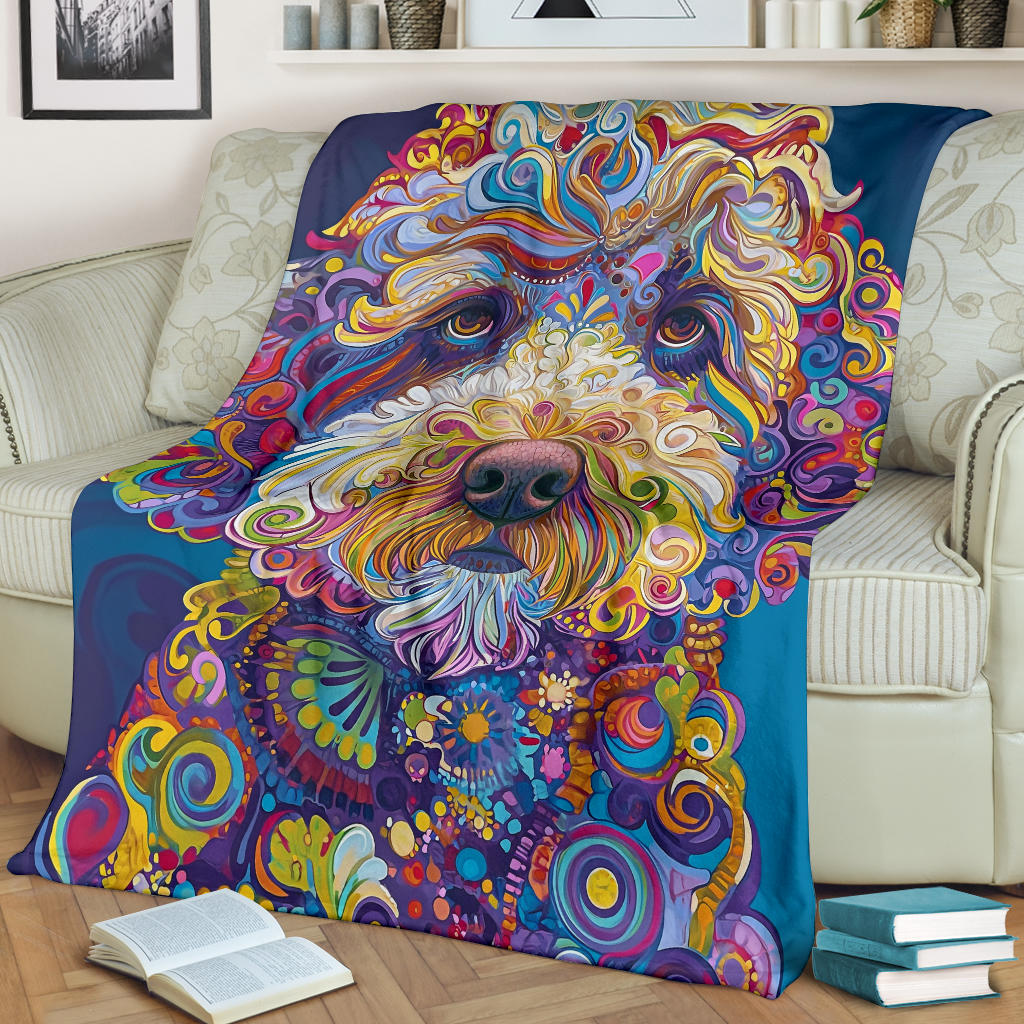 Lagotto Romagnolo Dog Blanket, Trippy Psychedelics Lagotto Romagnolo Dog Fleece Blanket, Lagotto Romagnolo Dog Throw Blanket, Lagotto Romagnolo Dog Gifts