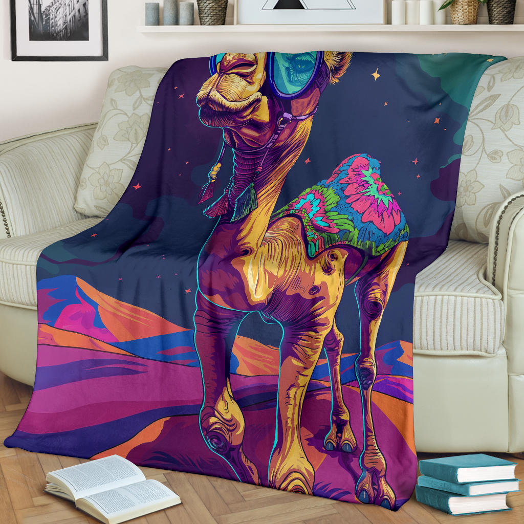 Camel Blanket, Trippy Psychedelics Camel Fleece Blanket, Camel Throw Blanket, Camel Gifts