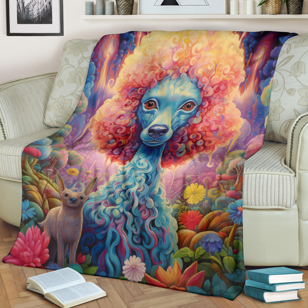 Trippy Psychedelics Poodle Blanket, Poodle Throw Blanket, Poodle Fleece Blanket, Poodle Gifts