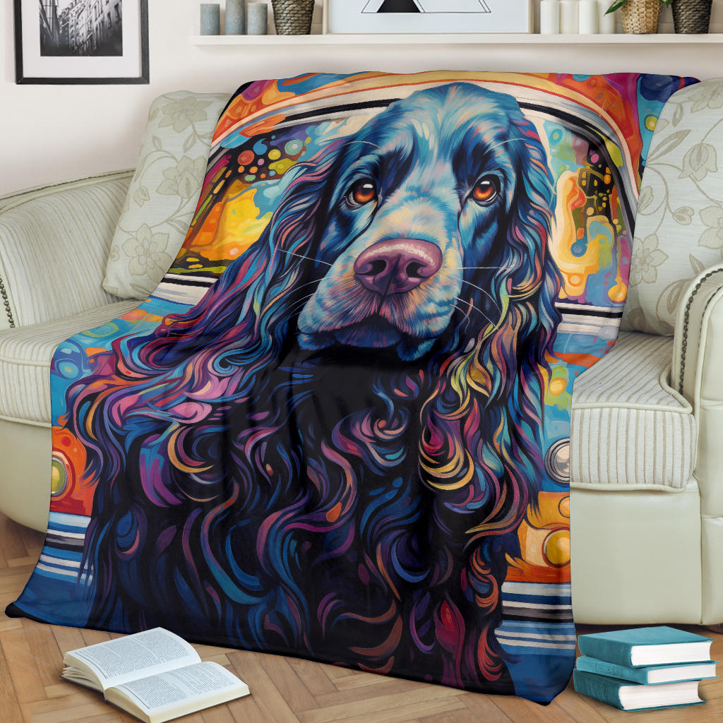 Cocker Spaniel Blanket, Cocker Spaniel Trippy Psychedelics Blanket, Cocker Spaniel Gifts, Cocker Spaniel Throw Blanket