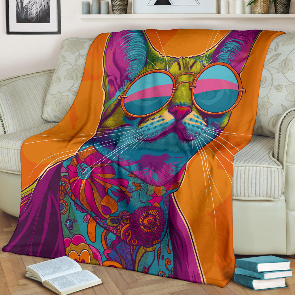 Ocicat Cat Blanket, Trippy Psychedelics Ocicat Cat Fleece Blanket, Ocicat Cat Throw Blanket, Ocicat Cat Gifts