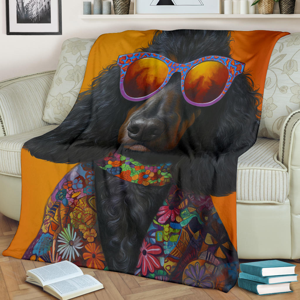 Irish Water Spaniel Blanket, Trippy Psychedelics Irish Water Spaniel Fleece Blanket, Irish Water Spaniel Throw Blanket, Irish Water Spaniel Gifts