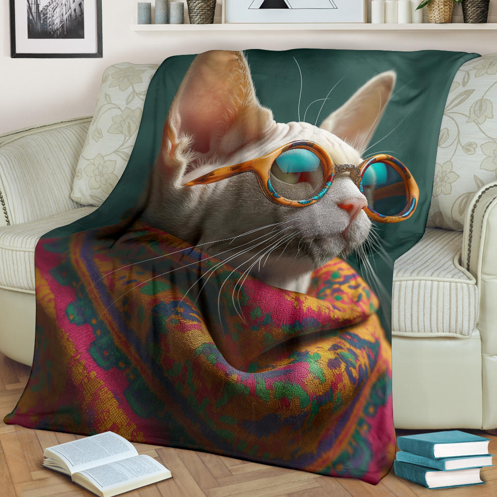 Devon Rex cat Blanket, Trippy Psychedelics Devon Rex cat Fleece Blanket, Devon Rex cat Throw Blanket, Devon Rex cat Gifts