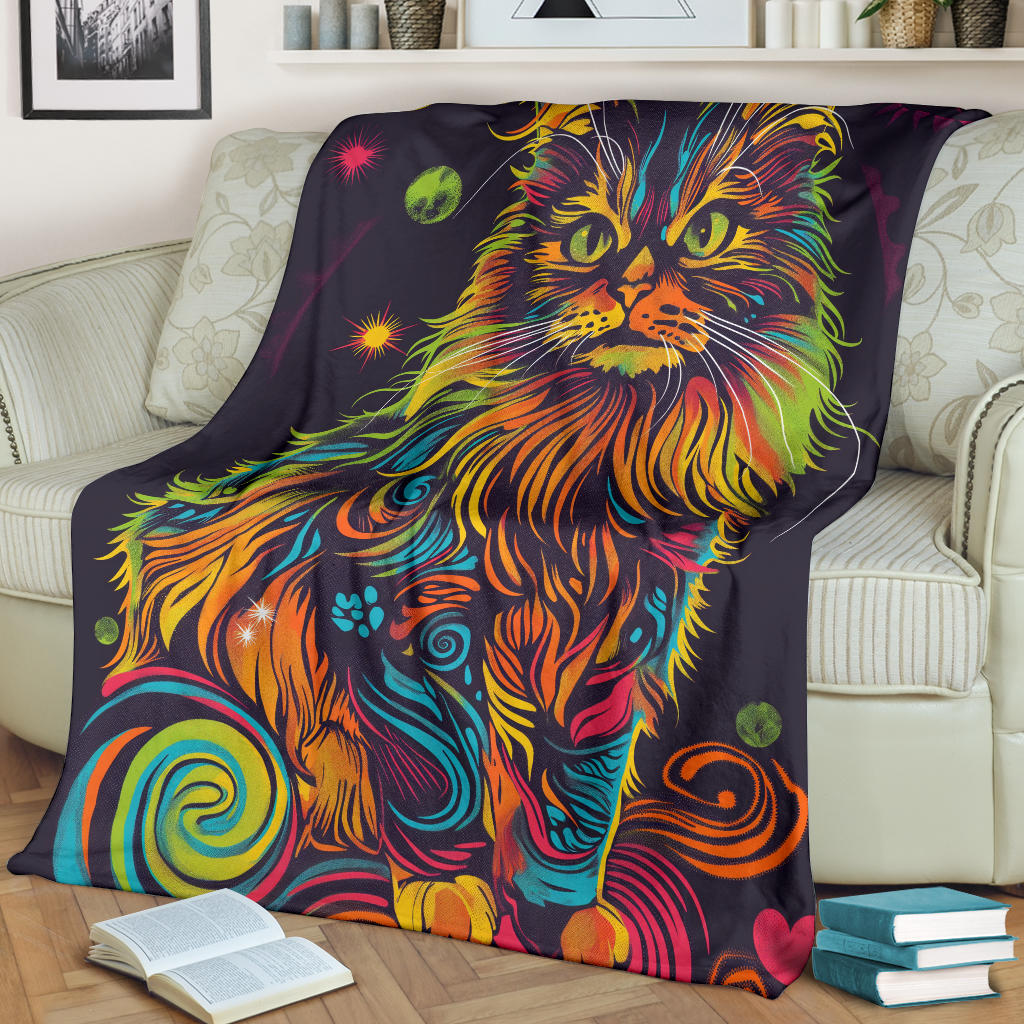 Ragamuffin Cat Blanket, Trippy Psychedelics Ragamuffin Cat Fleece Blanket, Ragamuffin Cat Throw Blanket, Ragamuffin Cat Gifts