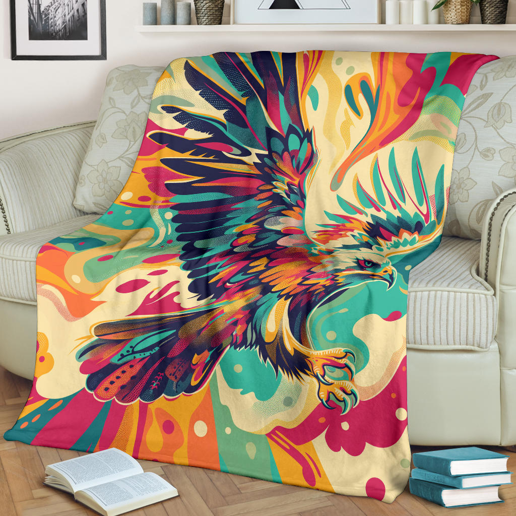 Eagle Blanket, Trippy Psychedelics Eagle Fleece Blanket, Eagle Throw Blanket, Eagle Gifts