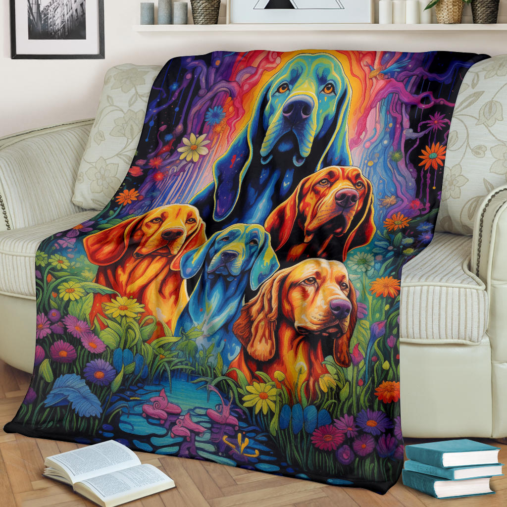 Bloodhound Blanket, Trippy Psychedelics Bloodhound Fleece Blanket, Bloodhound Throw Blanket, Bloodhound Gifts