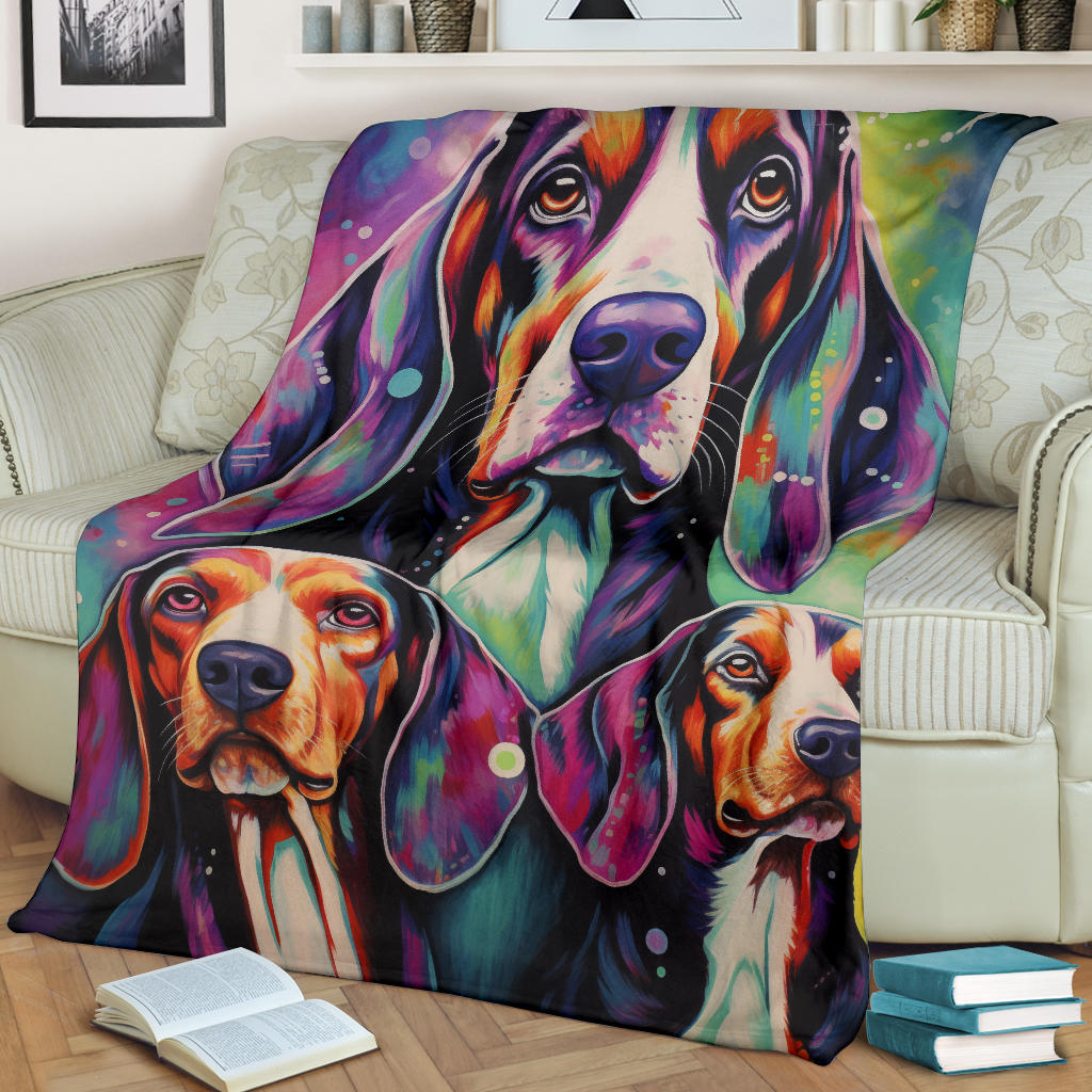 Treeing Walker Coonhound Blanket, Trippy Psychedelics Treeing Walker Coonhound Fleece Blanket, Treeing Walker Coonhound Throw Blanket, Treeing Walker Coonhound Gifts