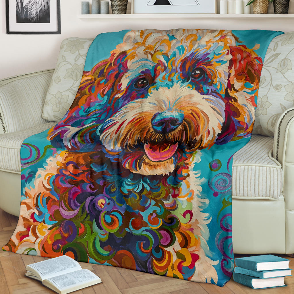 Lagotto Romagnolo Dog Blanket, Trippy Psychedelics Lagotto Romagnolo Dog Fleece Blanket, Lagotto Romagnolo Dog Throw Blanket, Lagotto Romagnolo Dog Gifts