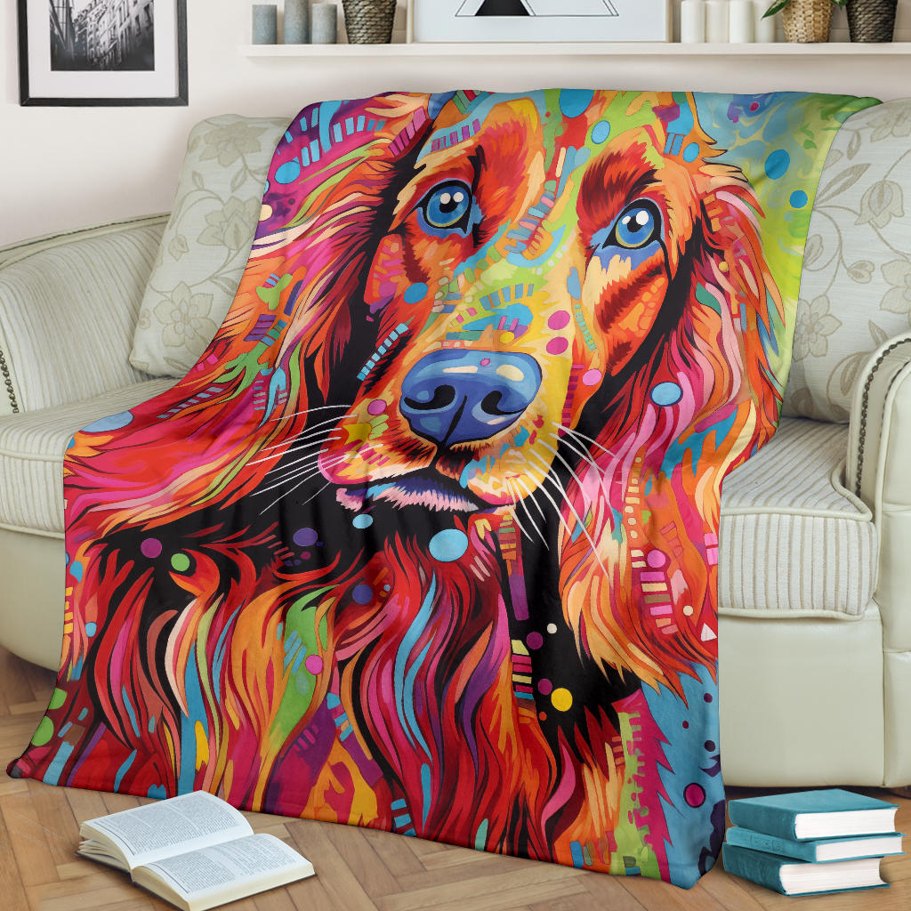 Irish Setter Blanket, Trippy Psychedelics Irish Setter Fleece Blanket, Irish Setter Throw Blanket, Irish Setter Gifts