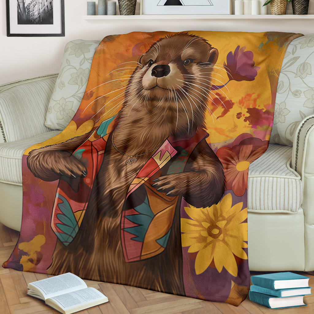 Otter Blanket, Trippy Psychedelics Otter Fleece Blanket, Otter Throw Blanket, Otter Gifts