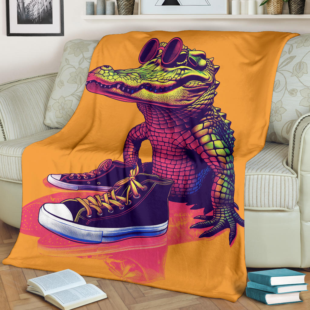 Alligator Blanket, Trippy Psychedelics Alligator Fleece Blanket, Alligator Throw Blanket, Alligator Gifts