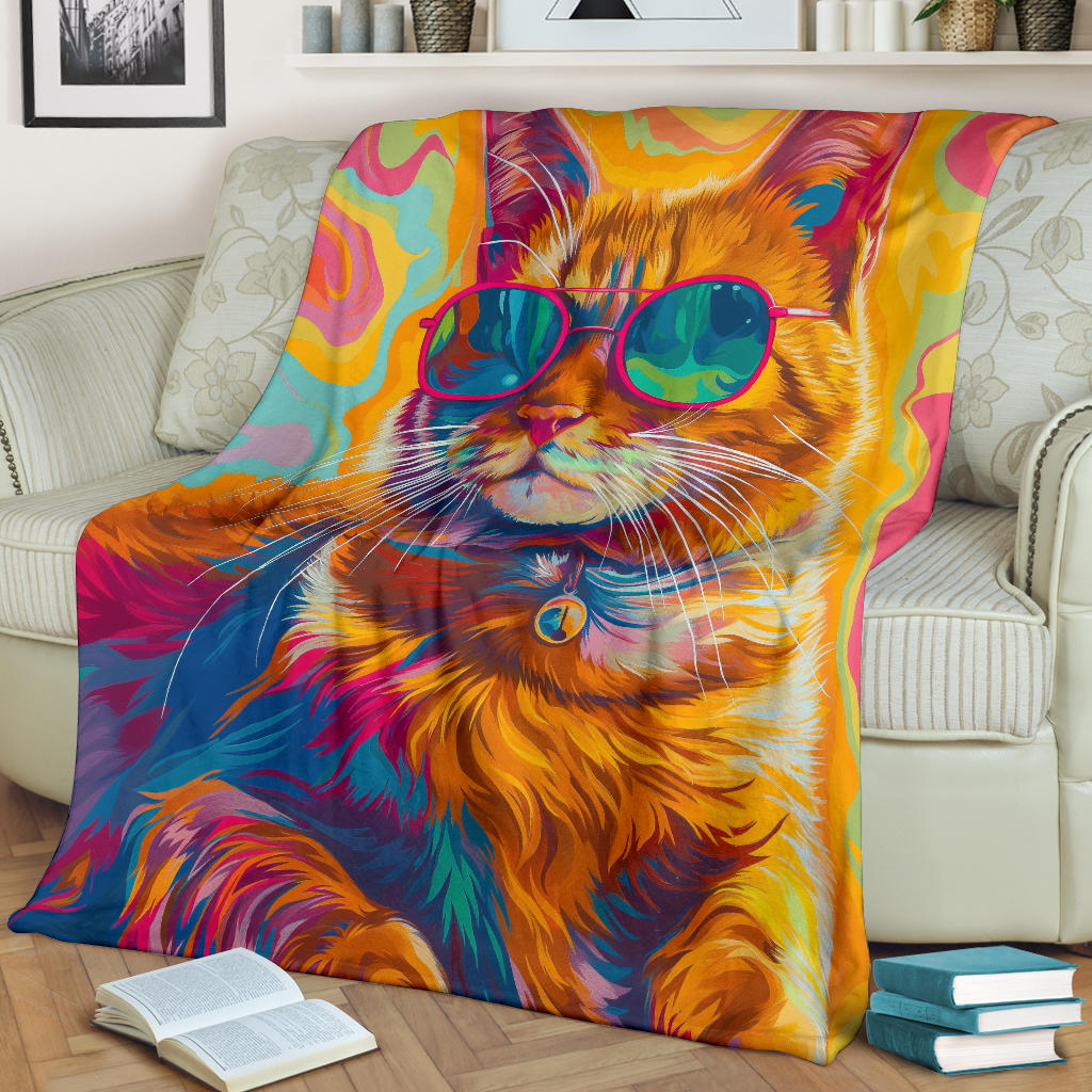 American Bobtail cat Blanket, Trippy Psychedelics American Bobtail cat Fleece Blanket, American Bobtail cat Throw Blanket, American Bobtail cat Gifts