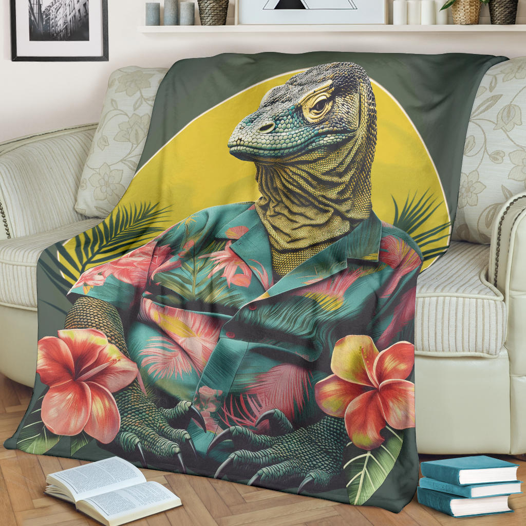 Komodo Dragon Blanket, Trippy Psychedelics Komodo Dragon Fleece Blanket, Komodo Dragon Throw Blanket, Komodo Dragon Gifts