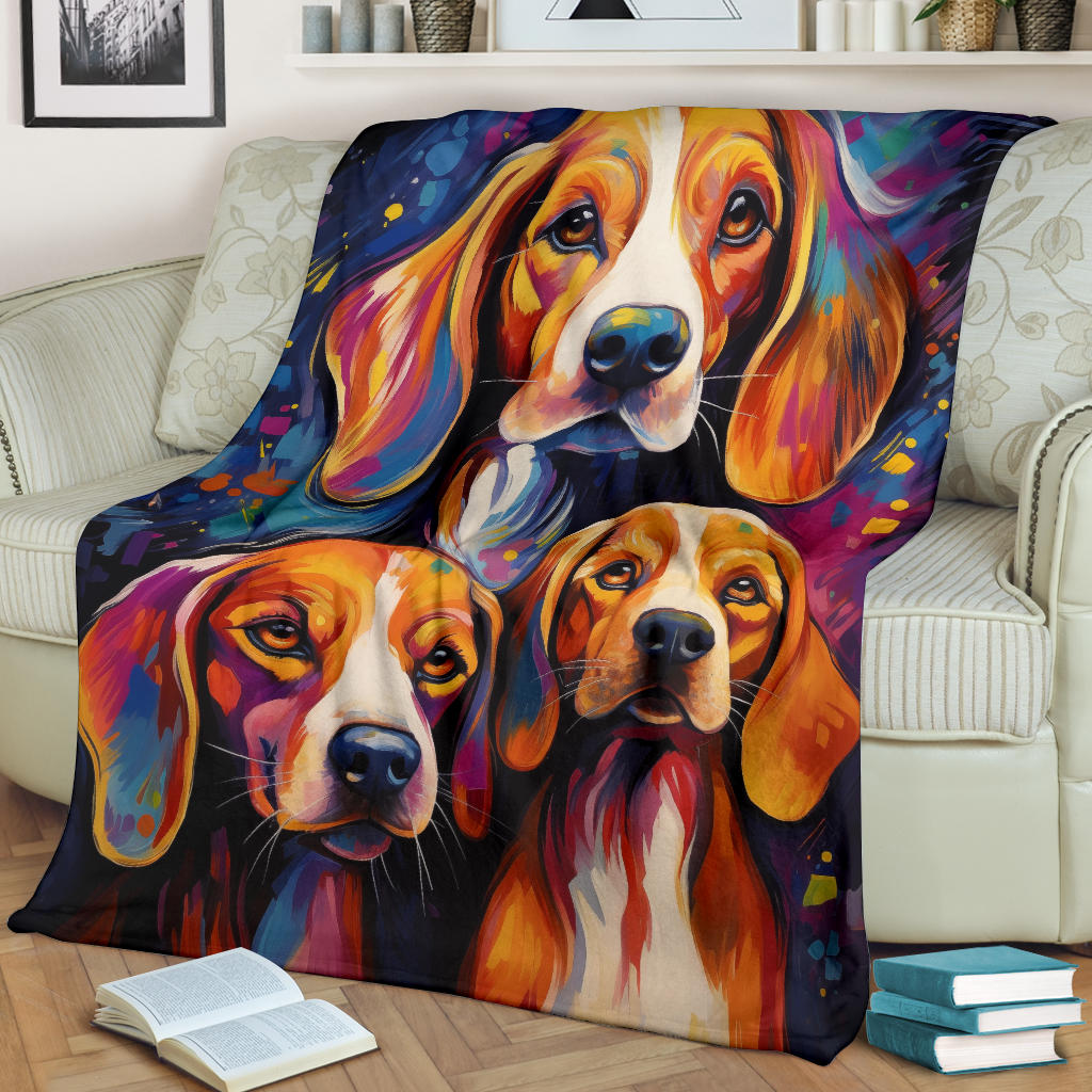 English Foxhound Blanket, Trippy Psychedelics English Foxhound Fleece Blanket, English Foxhound Throw Blanket, English Foxhound Gifts