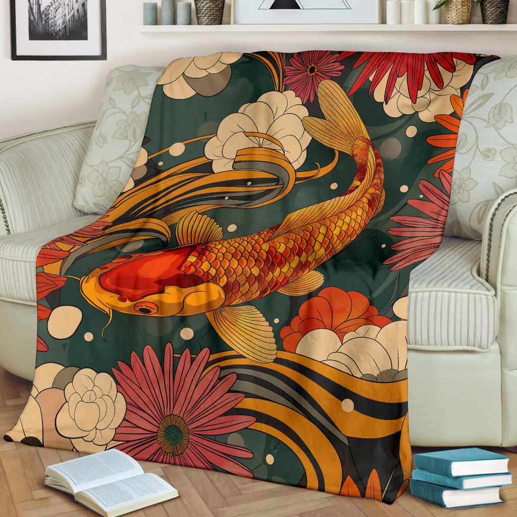 Carp Blanket, Trippy Psychedelics Carp Fleece Blanket, Carp Throw Blanket, Carp Gifts