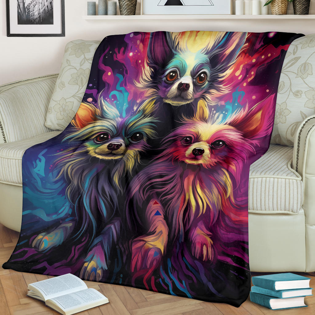 Chinese Crested Blanket, Trippy Psychedelics Chinese Crested Fleece Blanket, Chinese Crested Throw Blanket, Chinese Crested Gifts