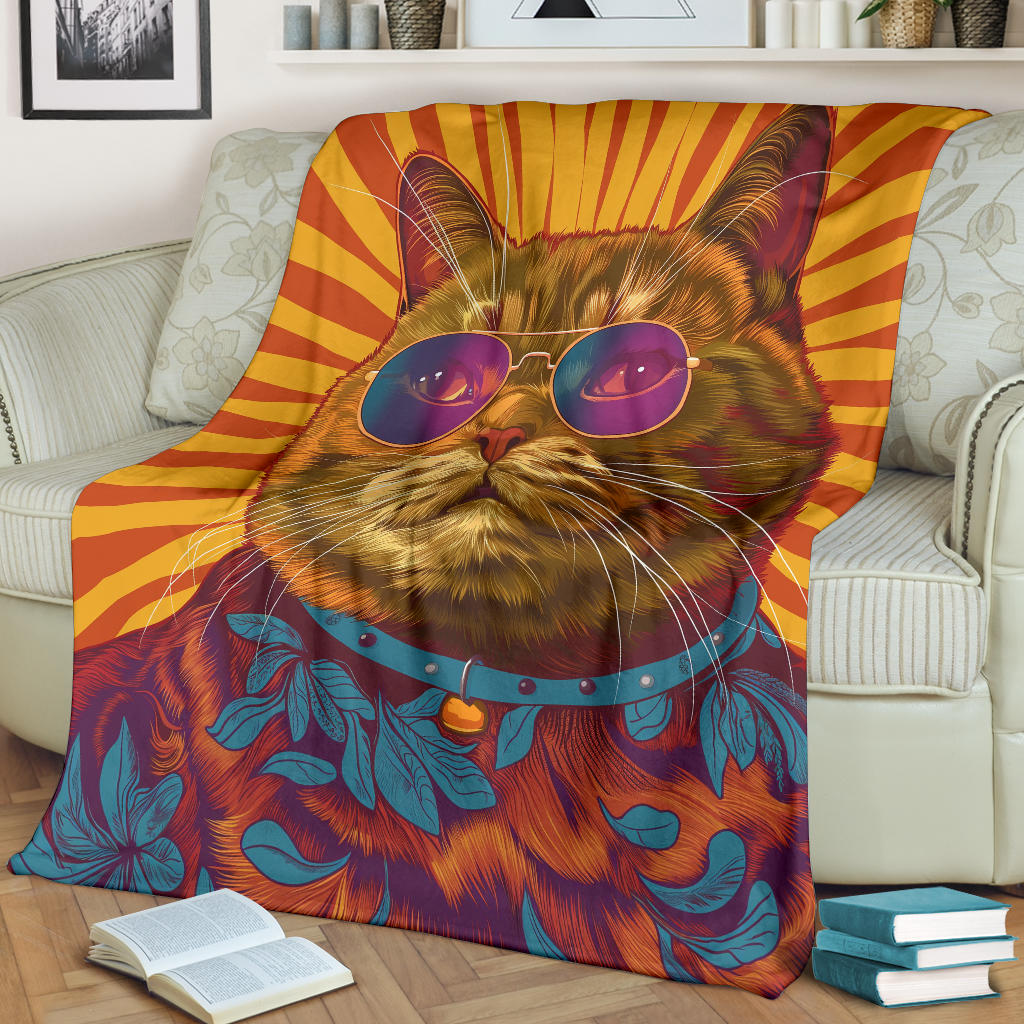 British Shorthair cat Blanket, Trippy Psychedelics British Shorthair cat Fleece Blanket, British Shorthair cat Throw Blanket, British Shorthair cat Gifts