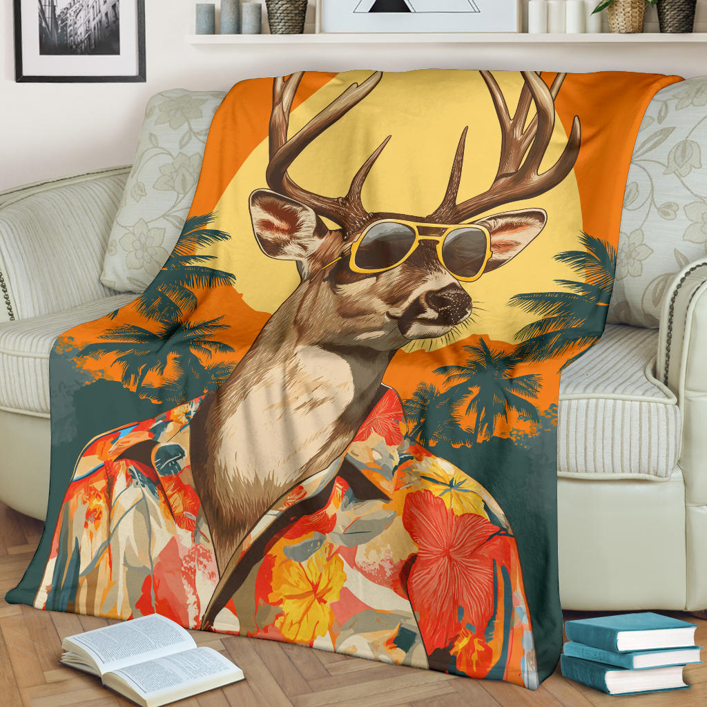 Deer Blanket, Trippy Psychedelics Deer Fleece Blanket, Deer Throw Blanket, Deer Gifts