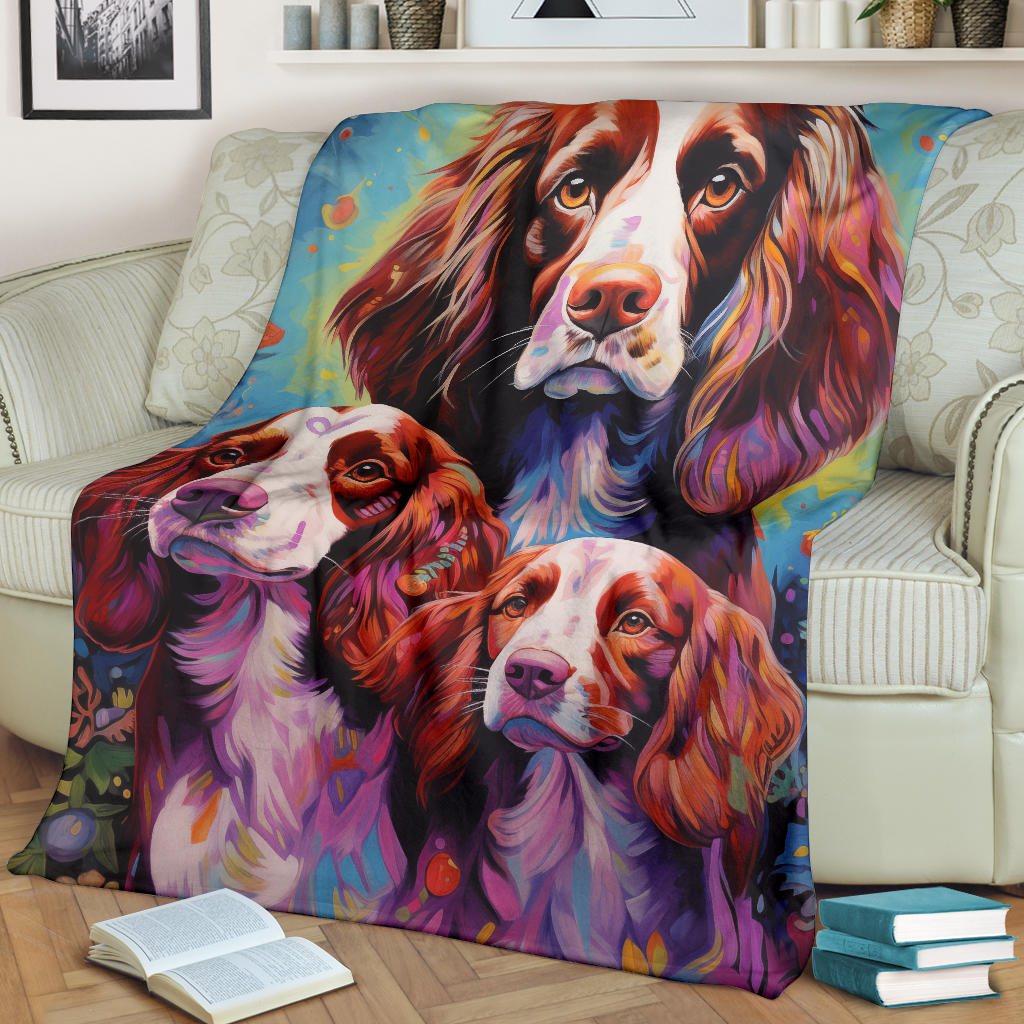 Welsh Springer Spaniel Blanket, Trippy Psychedelics Welsh Springer Spaniel Fleece Blanket, Welsh Springer Spaniel Throw Blanket, Welsh Springer Spaniel Gifts