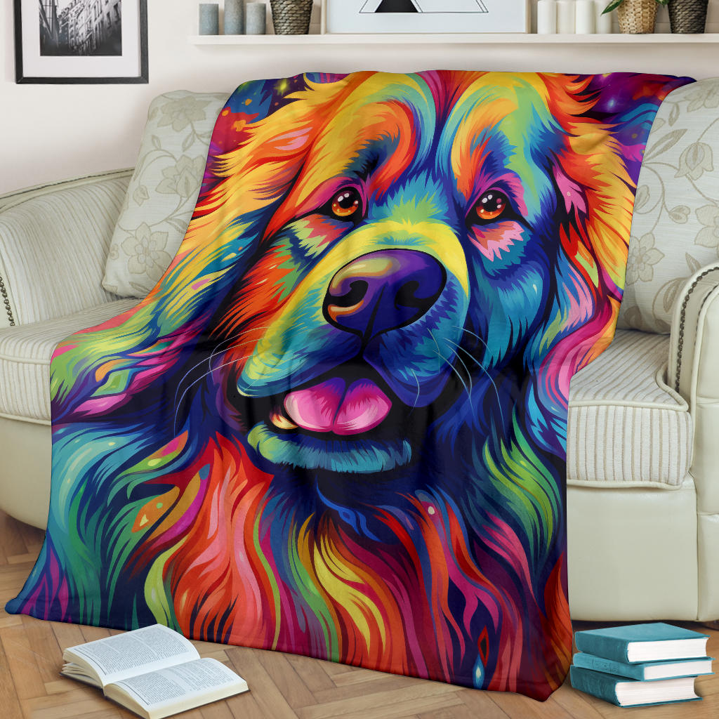 Leonberger Blanket, Trippy Psychedelics Leonberger Fleece Blanket, Leonberger Throw Blanket, Leonberger Gifts