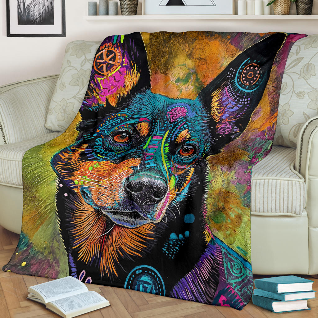 Lancashire Heeler Dog Blanket, Trippy Psychedelics Lancashire Heeler Dog Fleece Blanket, Lancashire Heeler Dog Throw Blanket, Lancashire Heeler Dog Gifts