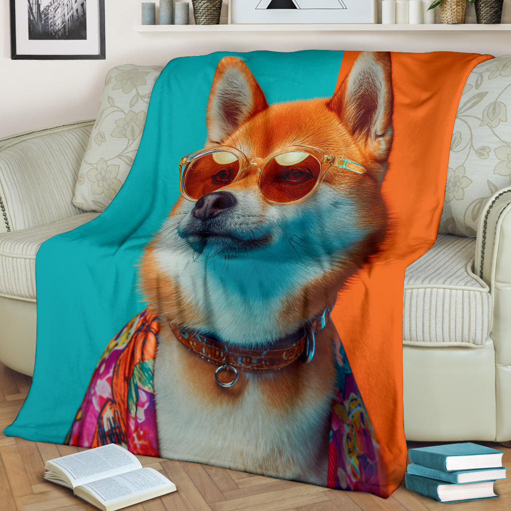 Jindo Dog Blanket, Trippy Psychedelics Jindo Dog Fleece Blanket, Jindo Dog Throw Blanket, Jindo Dog Gifts