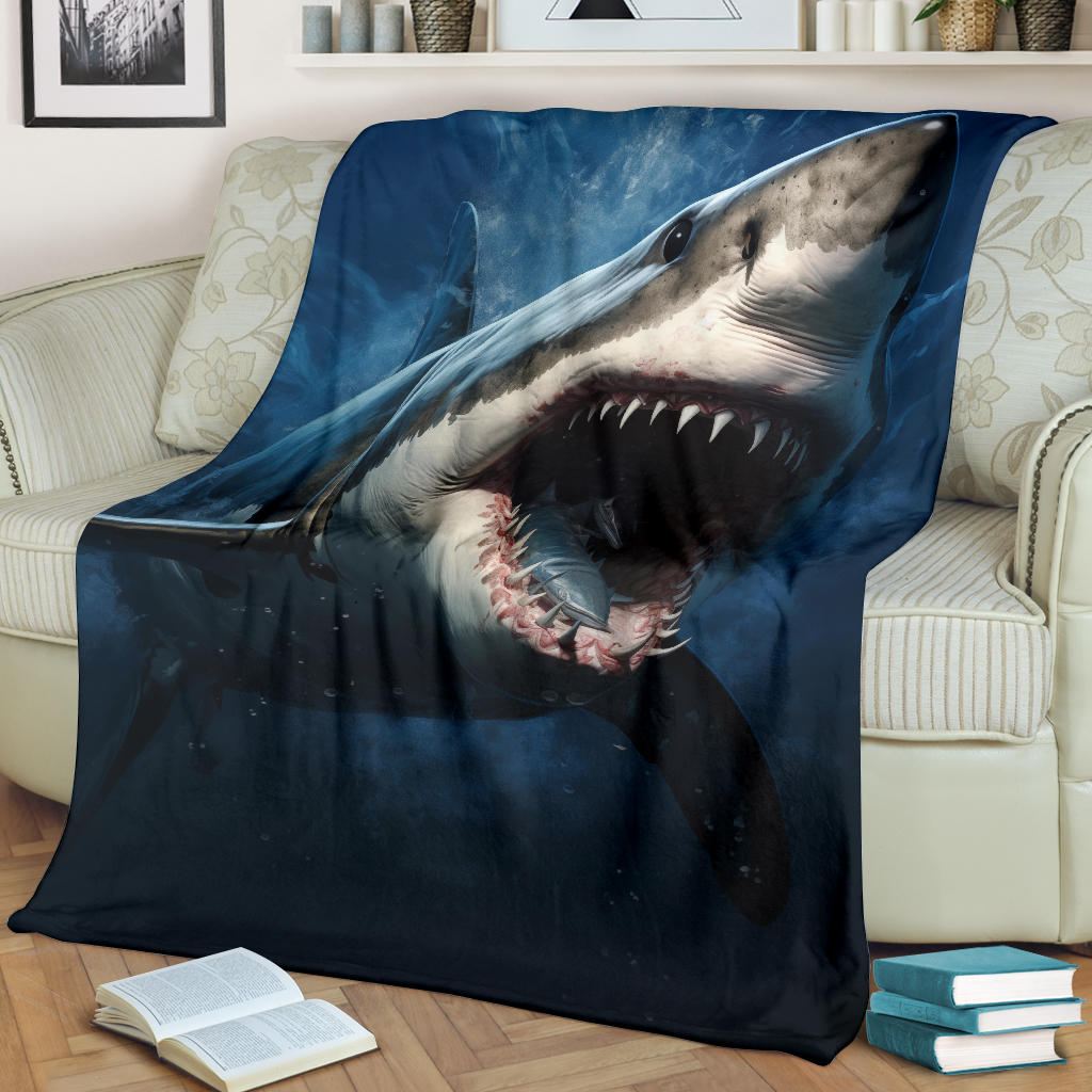 Great White Shark Blanket, Shark Throw Blanket, Shark Fleece Blanket, Shark Gifts, Custom Shark Blanket