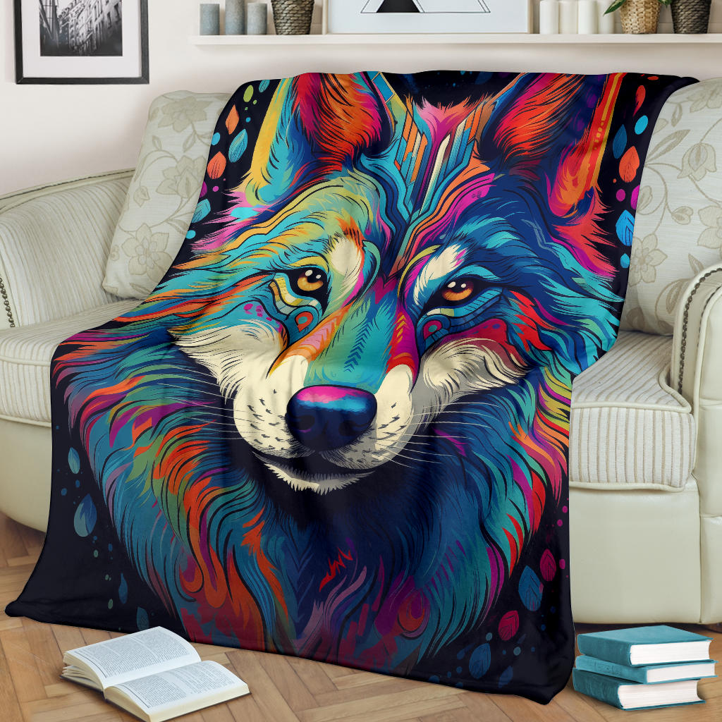 Trippy Psychedelics Siberian Husky Blanket, Siberian Husky Fleece Blanket, Siberian Husky Throw Blanket, Siberian Husky Gifts