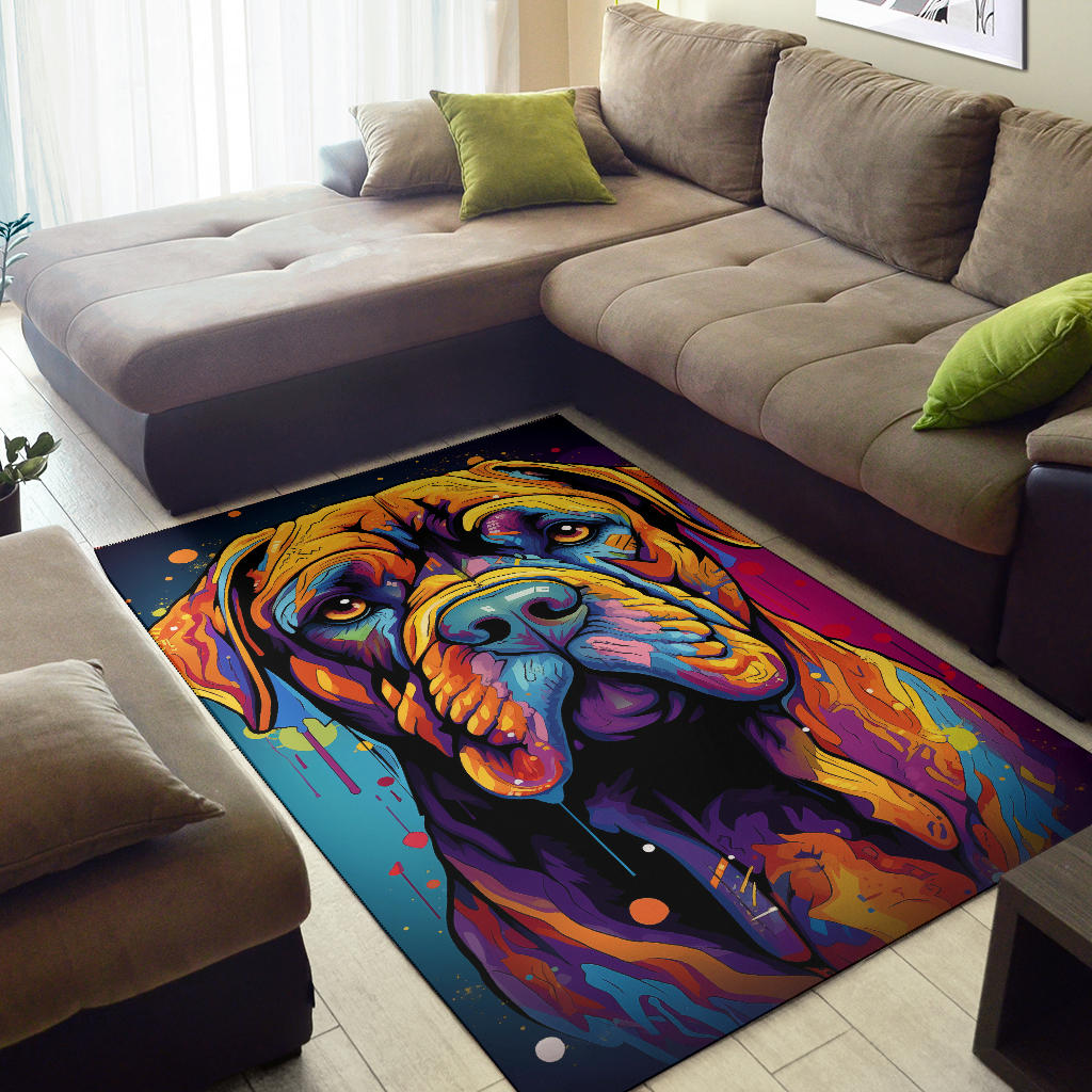 Bullmastiff Area Rug, Bullmastiff Trippy Rug, Bullmastiff Gifts, Bullmastiff Decor