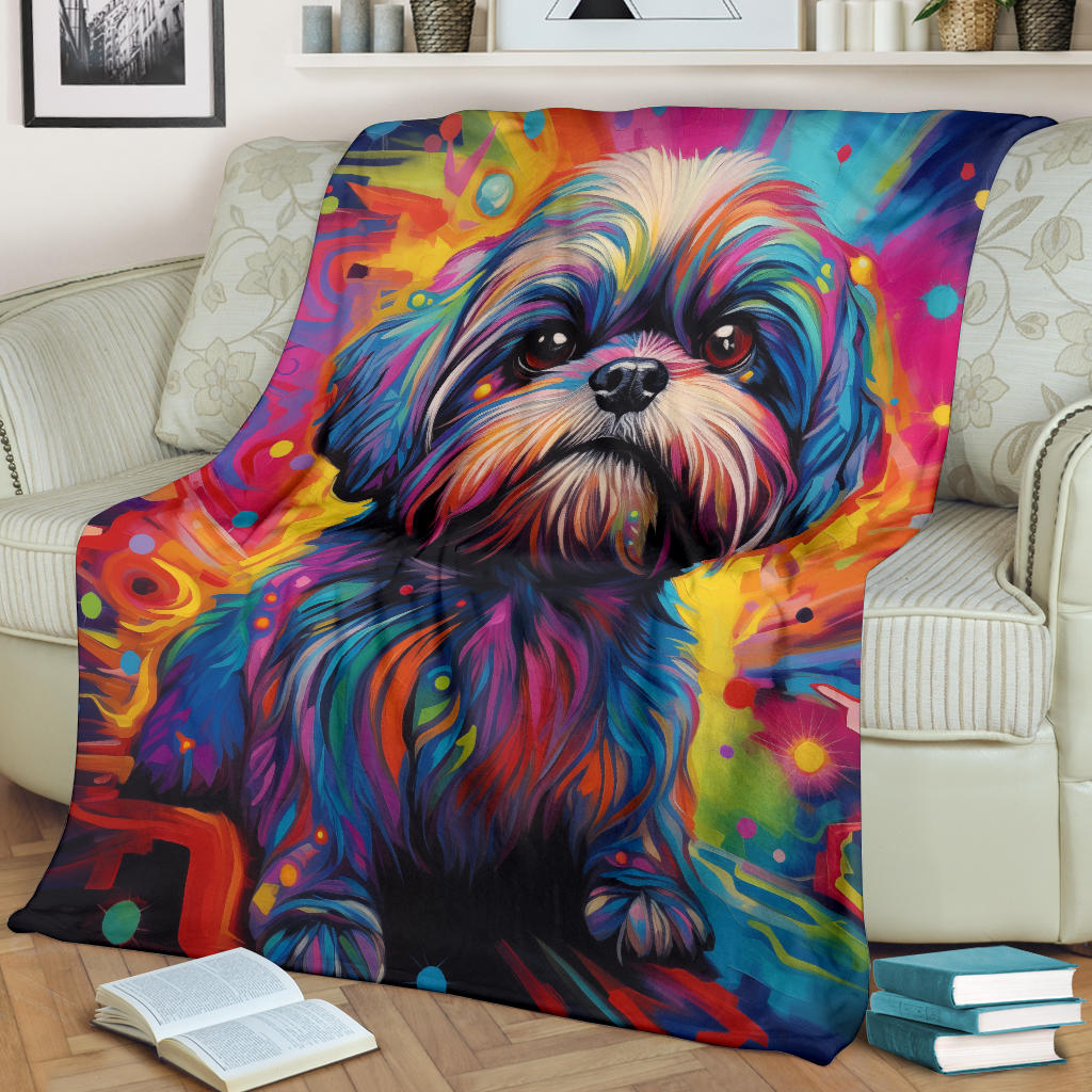 Shih Tzu Blanket, Shih Tzu Trippy Psychedelics Blanket, Shih Tzu Gifts, Shih Tzu Throw Blanket