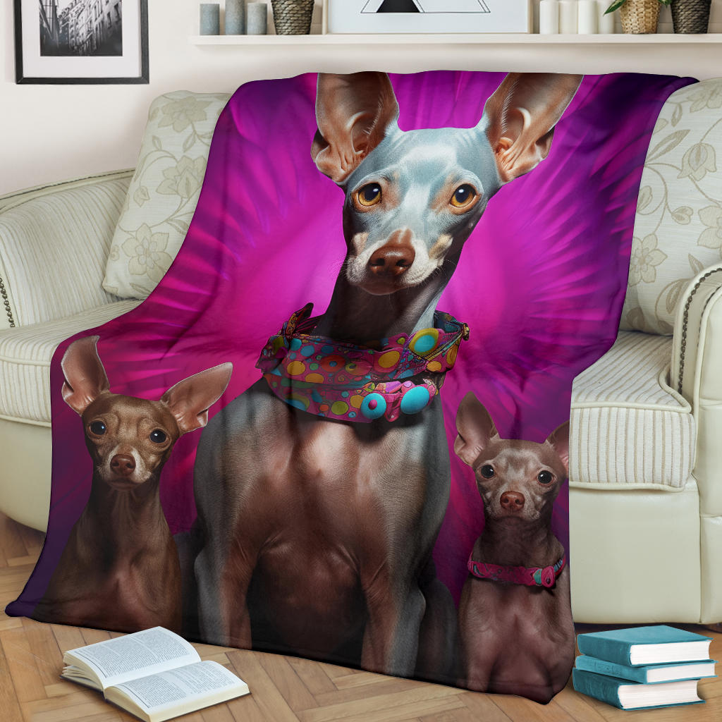 American Hairless Terrier Blanket, Trippy Psychedelics American Hairless Terrier Fleece Blanket, American Hairless Terrier Throw Blanket, American Hairless Terrier Gifts