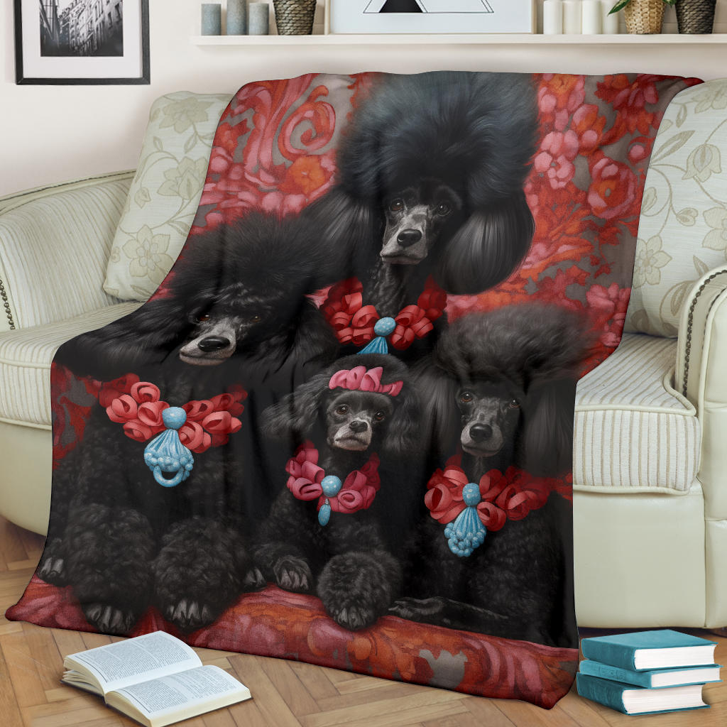 Poodle Family Blanket, Poodle Gifts, Poodle Fleece Blanket, Poodle Throw Blanket