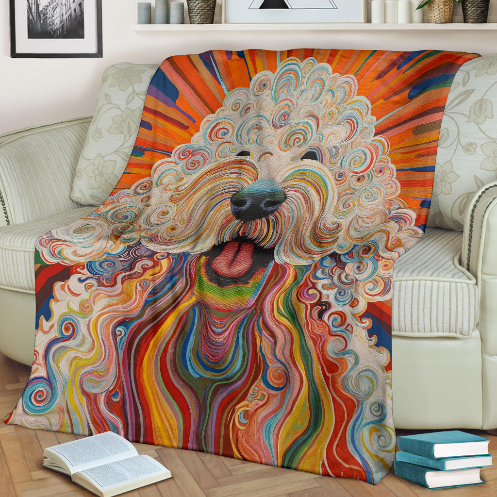 Komondor Dog Blanket, Trippy Psychedelics Komondor Dog Fleece Blanket, Komondor Dog Throw Blanket, Komondor Dog Gifts