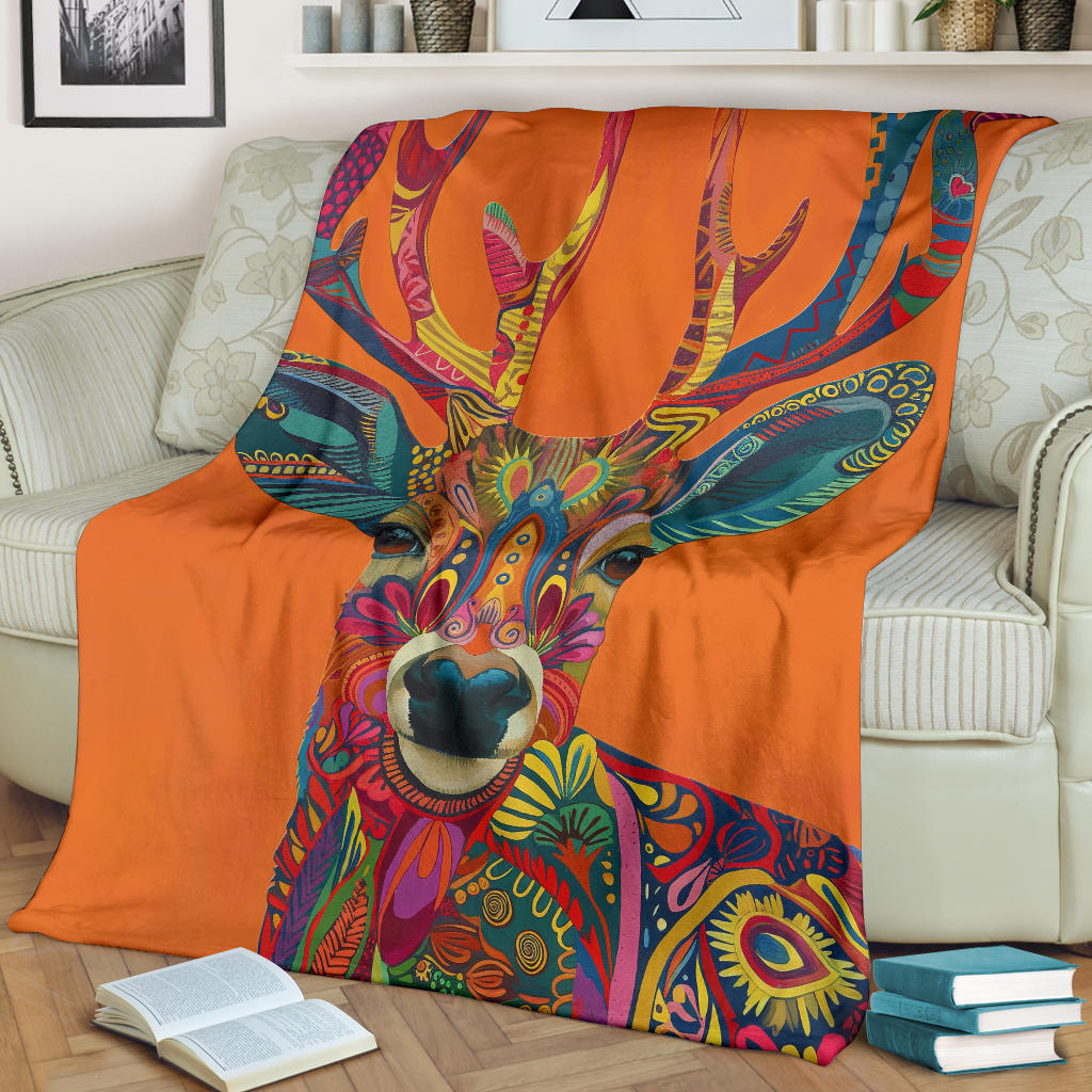 Antelope Blanket, Trippy Psychedelics Antelope Fleece Blanket, Antelope Throw Blanket, Antelope Gifts