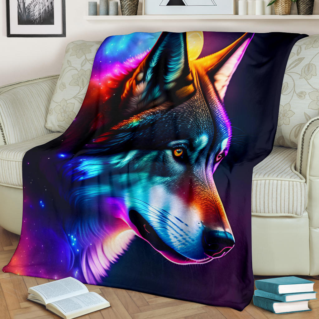 Colorful Wolf Blanket