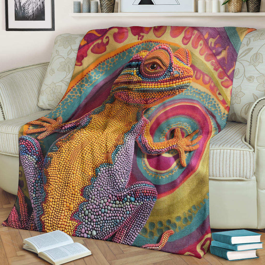 Lizard Blanket, Trippy Psychedelics Lizard Fleece Blanket, Lizard Throw Blanket, Lizard Gifts