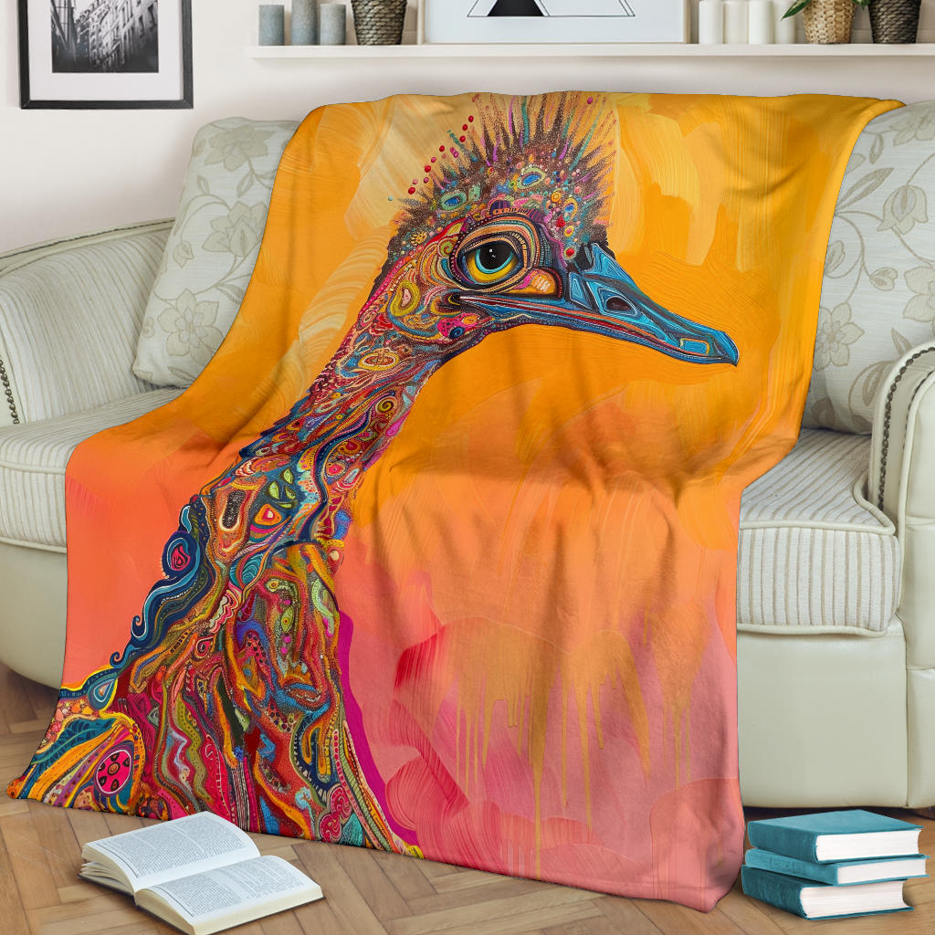 Emu Blanket, Trippy Psychedelics Emu Fleece Blanket, Emu Throw Blanket, Emu Gifts