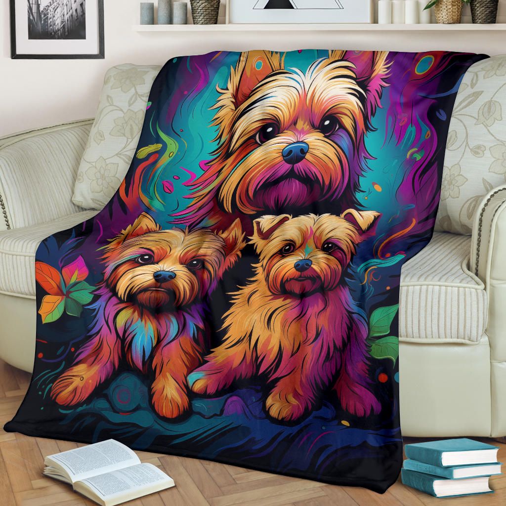 Norfolk Terrier Blanket, Trippy Psychedelics Norfolk Terrier Fleece Blanket, Norfolk Terrier Throw Blanket, Norfolk Terrier Gifts