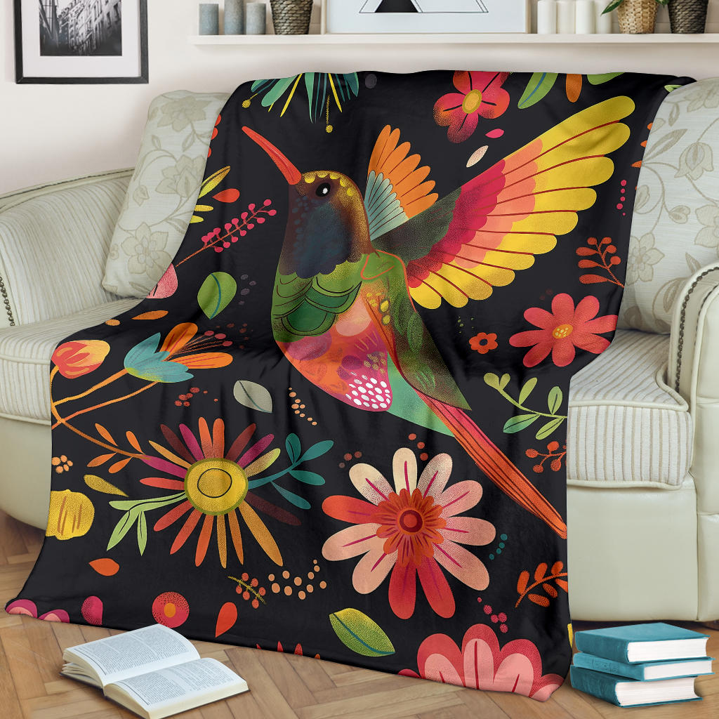 Hummingbird Blanket, Trippy Psychedelics Hummingbird Fleece Blanket, Hummingbird Throw Blanket, Hummingbird Gifts