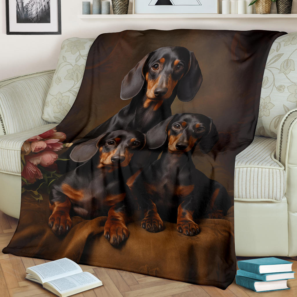 Dachshund Family Blanket, Dachshund Fleece Blanket, Dachshund Gifts, Dachshund Throw Blanket