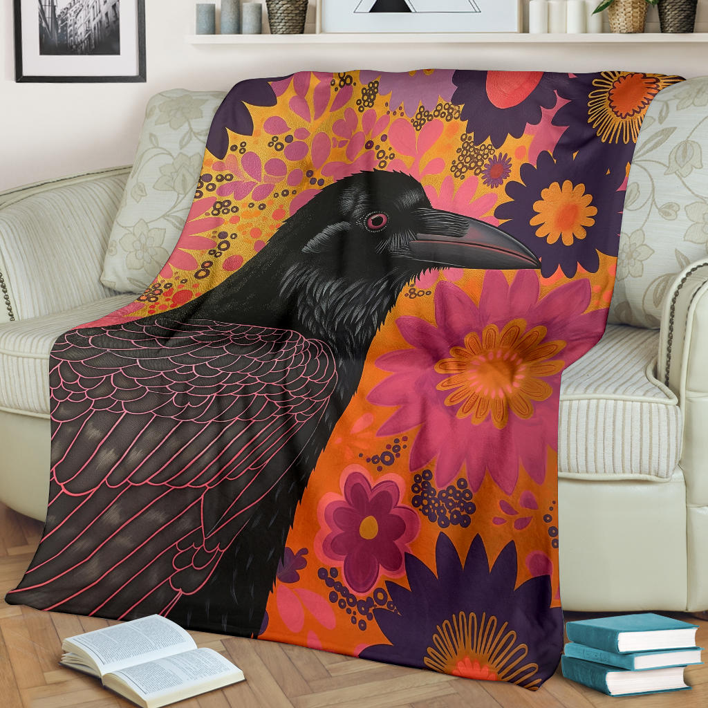 Crow bird Blanket, Trippy Psychedelics Crow bird Fleece Blanket, Crow bird Throw Blanket, Crow bird Gifts