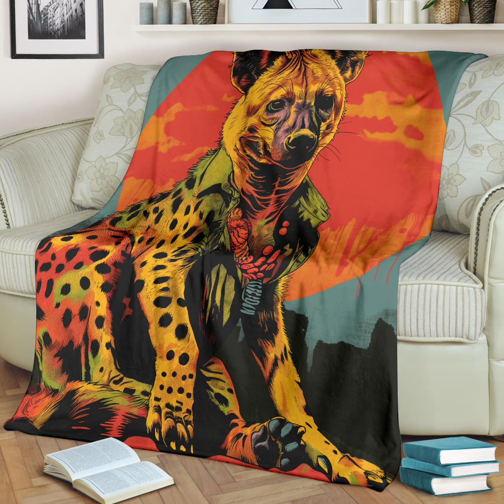 Hyena animal Blanket, Trippy Psychedelics Hyena animal Fleece Blanket, Hyena animal Throw Blanket, Hyena animal Gifts