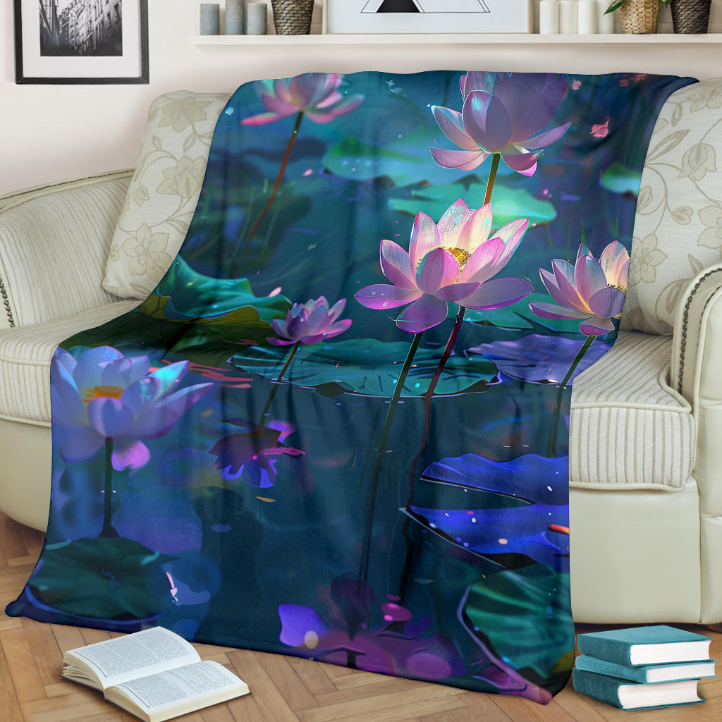 Luminous Lotus Blanket, Luminous Lotus Estetic Blanket, Luminous Lotus Blanket Gift, Blanket